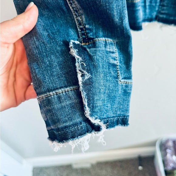 Kut From The Kloth Jean Jacket Remade Raw Hem Denim Collarless Trucker Jacket 1X - Picture 10 of 16